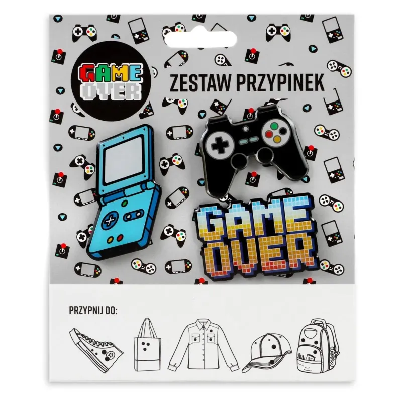 ZESTAW PRZYPINEK GAME OVER 3 SZTUKI