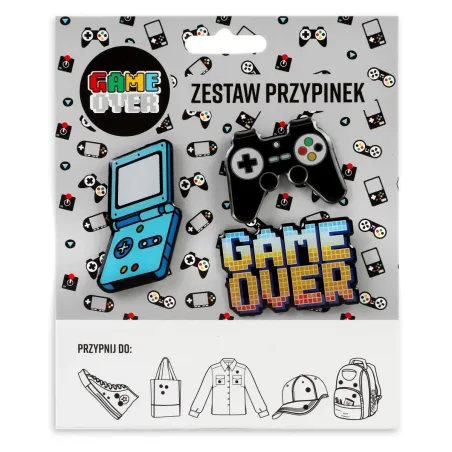 ZESTAW PRZYPINEK GAME OVER 3 SZTUKI