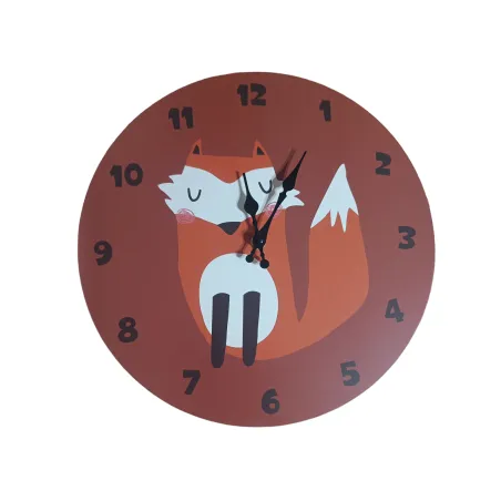 ZEGAR ANALOGOWY ŚCIENNY Z LISEM DO POKOJU DZIECIĘCEGO 33CM