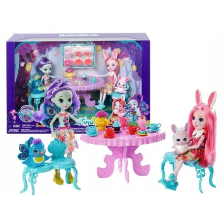 ENCHANTIMALS SPOTKANIE PRZY HERBATCE + LALKI BREE BUNNY I PATTER PEACOCK FIGURKI ZWIERZĄTEK I AKCESORIA 4+