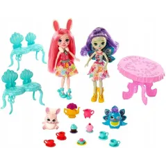 ENCHANTIMALS SPOTKANIE PRZY HERBATCE + LALKI BREE BUNNY I PATTER PEACOCK FIGURKI ZWIERZĄTEK I AKCESORIA 4+