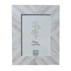RAMKA NA ZDJĘCIA 13X18CM MOTYW JODEŁKI BIAŁO-SZARA