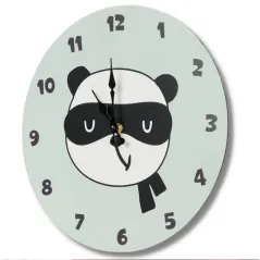 ZEGAR ANALOGOWY ŚCIENNY PANDA DO POKOJU DZIECIĘCEGO 33CM