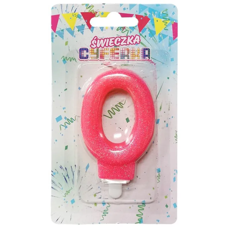 ŚWIECZKA CYFERKA 0, ŻELOWA RÓŻOWA