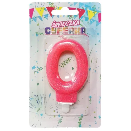 ŚWIECZKA CYFERKA 0, ŻELOWA RÓŻOWA