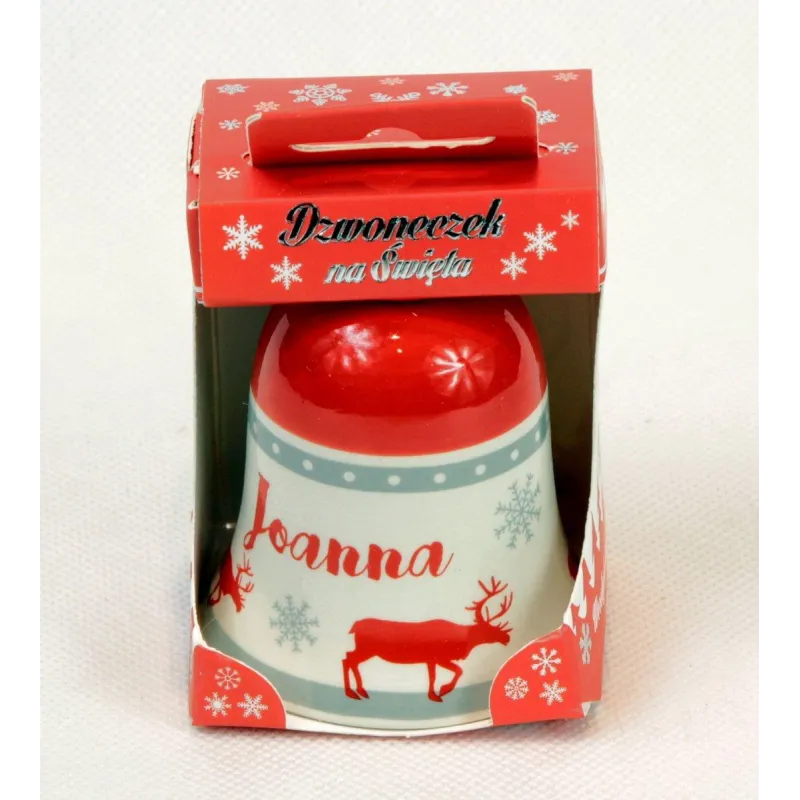 CERAMICZNY DZWONEK Z NANIESIONYM DWUSTRONNIE IMIENIEM "JOANNA" 7.5 X 6 X 6 CM