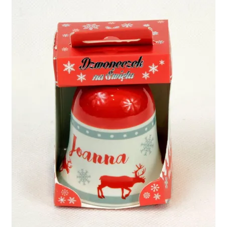 CERAMICZNY DZWONEK Z NANIESIONYM DWUSTRONNIE IMIENIEM "JOANNA" 7.5 X 6 X 6 CM