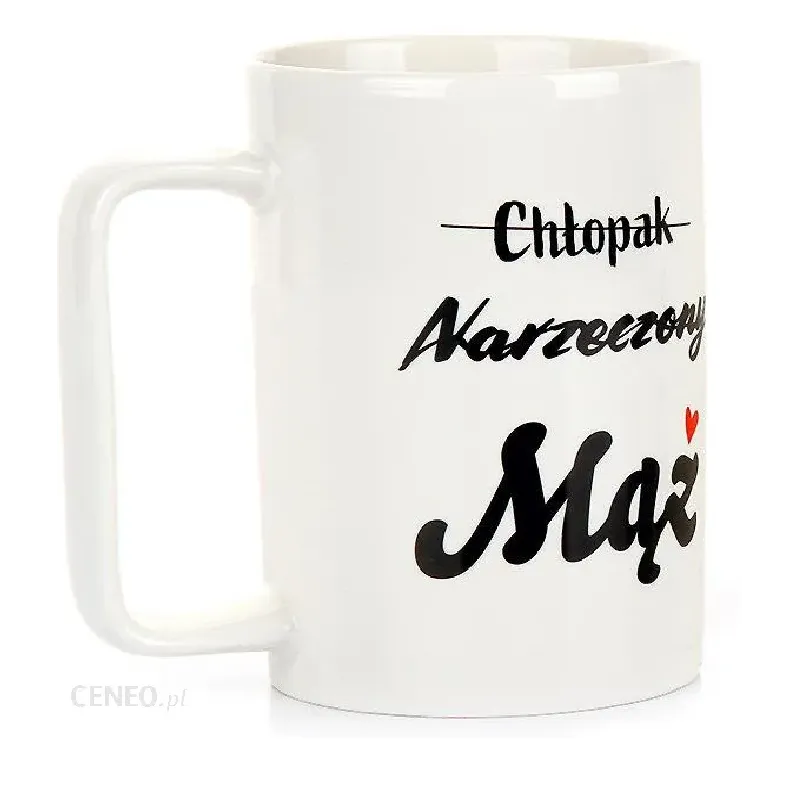 KUBEK PORCELANOWY WYKREŚLANKA CHŁOPAK NARZECZONY MĄŻ 420 ML