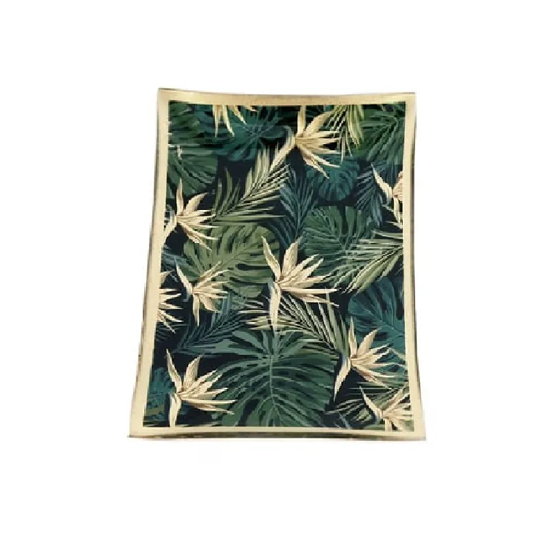 TALERZYK DEKORACYJNY SZKLANY LIŚĆ MONSTERA 10 X 10 CM