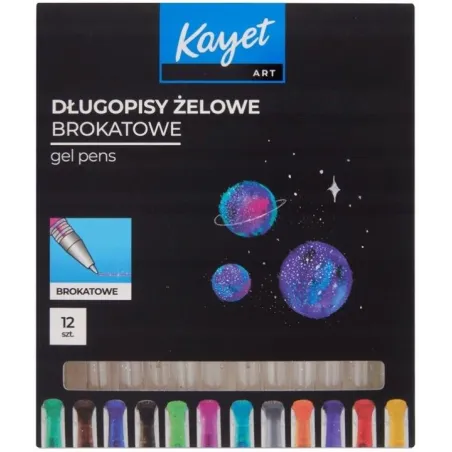 DŁUGOPISY ŻELOWE BROKATOWE 12 KOLORÓW