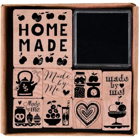 DREWNIANE STEMPLE HOME MADE PAPER POETRY 8 SZT
