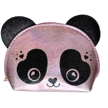 Saszetka Portfelik Panda Błyszczący Różowy Holograficzny