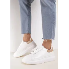 BIAŁO-BEŻOWE SNEAKERSY NA GRUBEJ PODESZWIE ROZMIAR 36