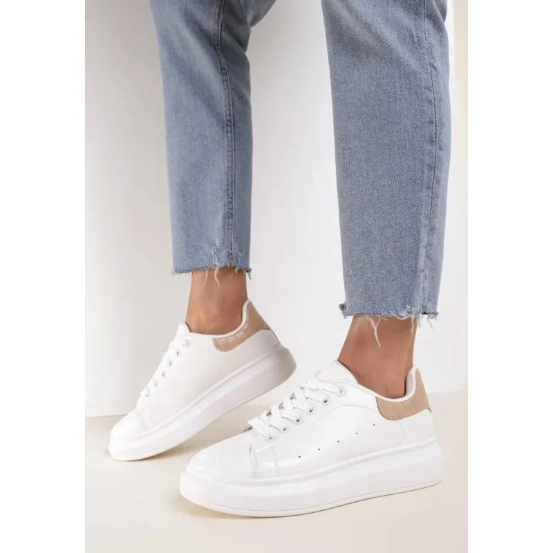 BIAŁO-BEŻOWE SNEAKERSY NA GRUBEJ PODESZWIE ROZMIAR 36