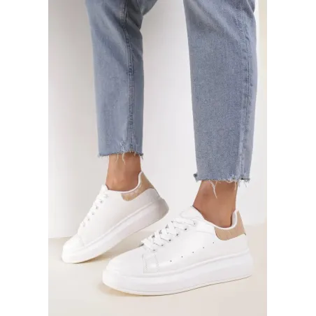 BIAŁO-BEŻOWE SNEAKERSY NA GRUBEJ PODESZWIE ROZMIAR 36