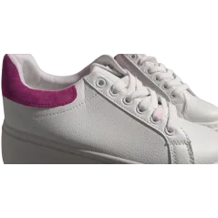 BIAŁE SNEAKERSY Z FUKSJOWYM ZAPIĘTKIEM NA PLATFORMIE ROZMIAR 37 II GATUNEK