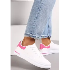 BIAŁO-FUKSJOWE WIĄZANE SNEAKERSY NA PŁASKIEJ PODESZWIE ROZMIAR 37