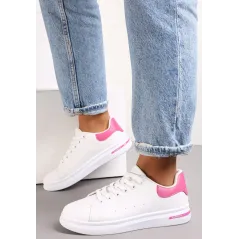 Biało-Fuksjowe Wiązane Sneakersy Na Płaskiej Podeszwie Rozmiar 37