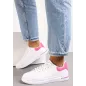 Biało-Fuksjowe Wiązane Sneakersy Na Płaskiej Podeszwie Rozmiar 37 Biało-Fuksjowe Wiązane Sneakersy Na Płaskiej Podeszwie Rozmiar 37