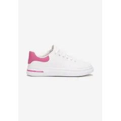 BIAŁO-FUKSJOWE WIĄZANE SNEAKERSY NA PŁASKIEJ PODESZWIE ROZMIAR 37