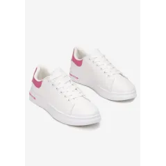 BIAŁO-FUKSJOWE WIĄZANE SNEAKERSY NA PŁASKIEJ PODESZWIE ROZMIAR 37