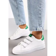 BIAŁO-ZIELONE SNEAKERSY Z TRZEMA PASKAMI NA RZEP ROZMIAR 38