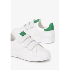 BIAŁO-ZIELONE SNEAKERSY Z TRZEMA PASKAMI NA RZEP ROZMIAR 38
