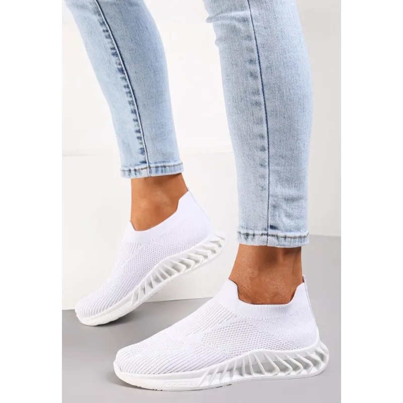 BIAŁE SNEAKERSY NA GRUBEJ PODESZWIE ZE SKARPETKOWĄ CHOLEWKĄ ROZMIAR 38
