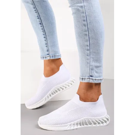 BIAŁE SNEAKERSY NA GRUBEJ PODESZWIE ZE SKARPETKOWĄ CHOLEWKĄ ROZMIAR 38