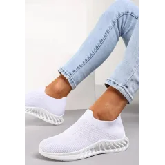 Białe Sneakersy Na Grubej Podeszwie Ze Skarpetkową Cholewką Rozmiar 38