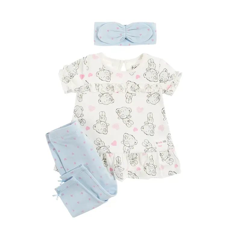 BLUZKA DZIEWCZĘCA Z KRÓTKIM RĘKAWEM + LEGGINSY + OPASKA 56CM COOL CLUB