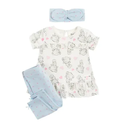 BLUZKA DZIEWCZĘCA Z KRÓTKIM RĘKAWEM + LEGGINSY + OPASKA 56CM COOL CLUB