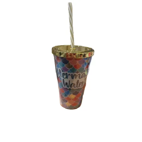 Kubek Podróżny Ze Słomką Łuski Syrenki 470 Ml Kubek Podróżny Ze Słomką Łuski Syrenki 470 Ml