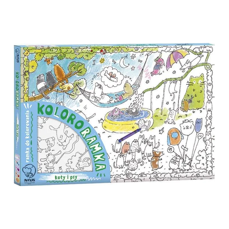 KOLOROWANKA W RAMCE DO ZAWIESZENIA KOTY I PSY 5+