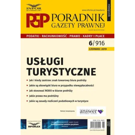 USŁUGI TURYSTYCZNE. PORADNIK GAZETY PRAWNEJ 6/2019