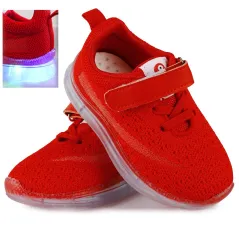 SPORTOWE ADIDASY NA RZEP LED CZERWONE ROZMIAR 24