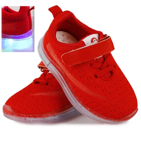 SPORTOWE ADIDASY NA RZEP LED CZERWONE ROZMIAR 24
