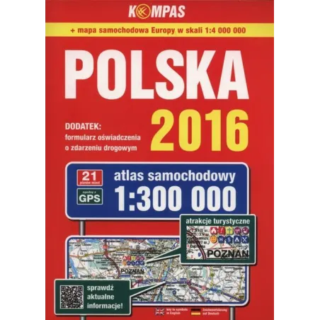 ATLAS SAMOCHODOWY POLSKA 2016 1:300 000