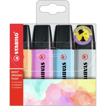 ZAKREŚLACZ STABILO BOSS ORIGINAL PASTEL ETUI 4 SZT STABILO