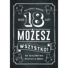 KARNET OKOLICZNOŚCIOWY 18 URODZINY MOŻESZ WSZYSTKO