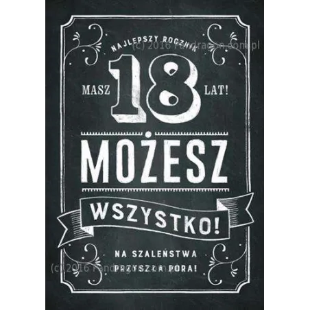 KARNET OKOLICZNOŚCIOWY 18 URODZINY MOŻESZ WSZYSTKO
