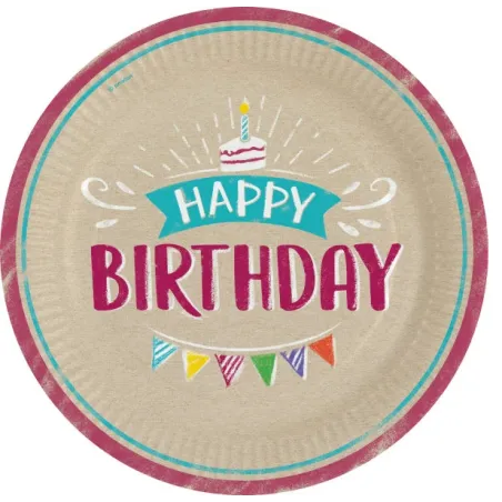 Talerzyki Papierowe Happy Birthday 28Cm 8 Szt
