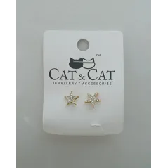 KOLCZYKI GWIAZDKI Z CYRKONIAMI WKRĘTKI CAT&CAT