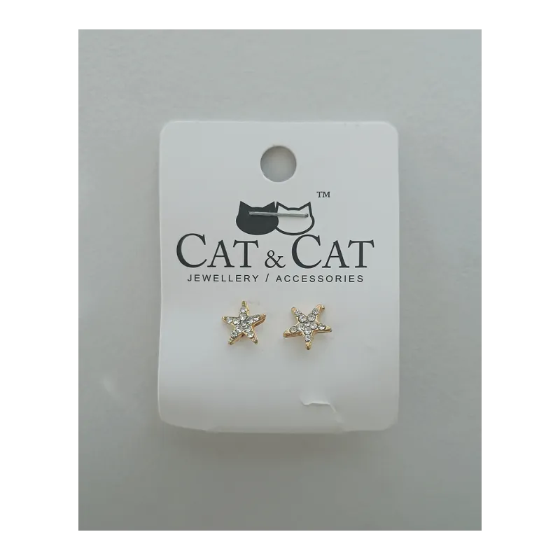 KOLCZYKI GWIAZDKI Z CYRKONIAMI WKRĘTKI CAT&CAT