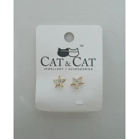 KOLCZYKI GWIAZDKI Z CYRKONIAMI WKRĘTKI CAT&CAT