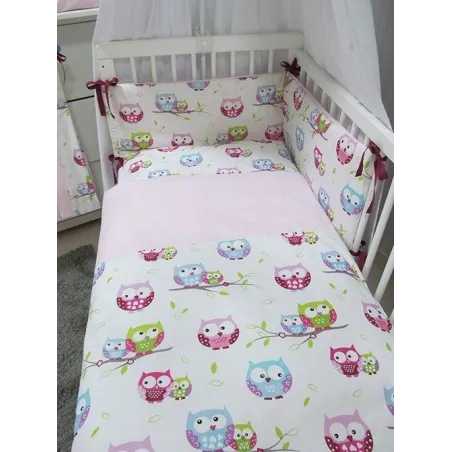 Sowy Komplet Pościeli Niemowlęcej Z Ochraniaczem Na Łóżeczko 90 X 120 0+