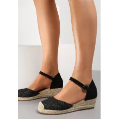 Espadryle Zapinane Na Sprzączkę Na Grubej Podeszwie I Niskim Koturnie Rozmiar 36