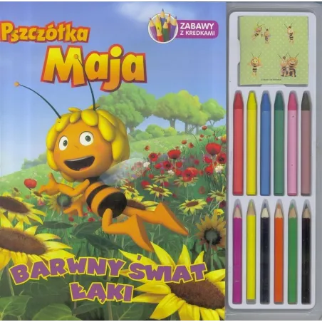 PSZCZÓŁKA MAJA. BARWNY ŚWIAT ŁĄKI. ZABAWY Z KREDKAMI