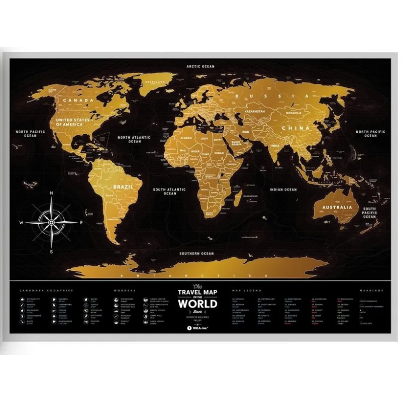 MAPA ŚWIATA ZDRAPKA TRAVEL MAP BLACK WORLD 80 X 60 CM