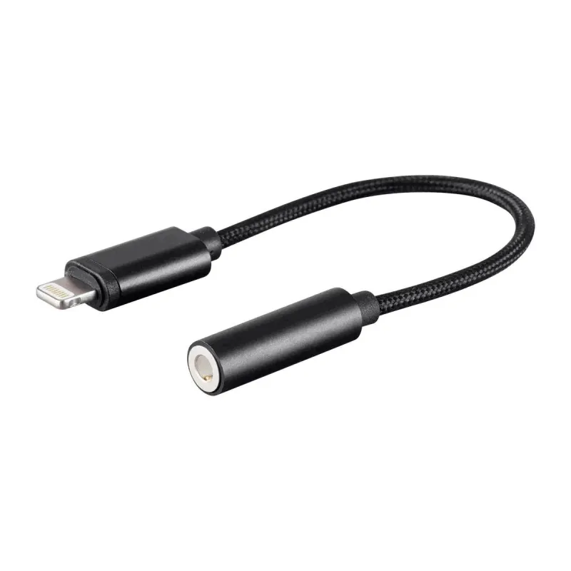 ADAPTER PRZEJŚCIÓWKA IPHONE LIGHTNING - AUDIO JACK 3.5 MM AUX CZARNY